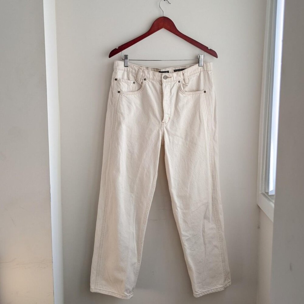 Ivory White High Rise Straight Denim Jeans
